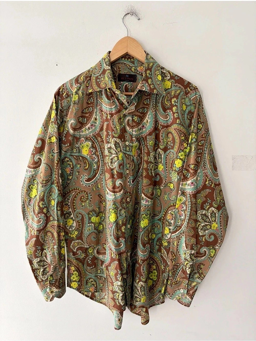 Etro Milano Mens Paisley Long Sleeve Shirt Size 42